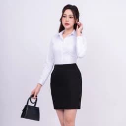 Thumbnail Áo sơ mi nữ 23ASW-216 dài tay sợi cotton phối poly vải trơn cao cấp nẹp khuy giấu cúc Thái Hòa 2