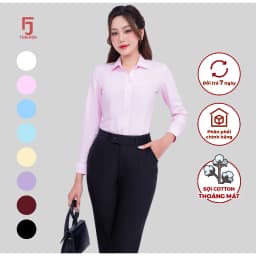 Thumbnail Áo sơ mi nữ ASW0101-R01 dài tay form ôm vải cotton trơn các màu Thái Hòa 4