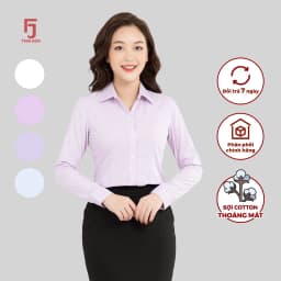 Thumbnail Áo sơ mi nữ ASW0101-R04 chất liệu cotton kẻ tăm dài tay form ôm nhiều màu Thái Hòa 4