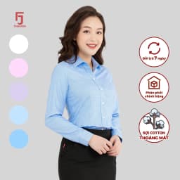 Thumbnail Áo sơ mi nữ ASW0101-R05 thiết kế công sở dài tay form ôm kẻ tăm nhiều màu cao cấp Thái Hòa 3