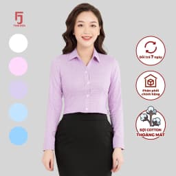Thumbnail Áo sơ mi nữ ASW0101-R05 thiết kế công sở dài tay form ôm kẻ tăm nhiều màu cao cấp Thái Hòa 4