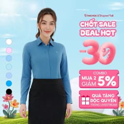 Thumbnail Áo sơ mi nữ ASW0101-R12 cổ đức dài tay form ôm vải sợi tre kẻ chìm nhiều màu Thái Hòa 1