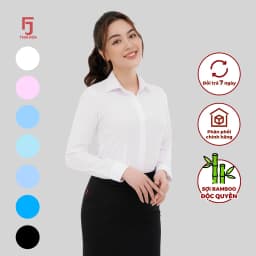 Thumbnail Áo sơ mi nữ ASW0101-R12 cổ đức dài tay form ôm vải sợi tre kẻ chìm nhiều màu Thái Hòa 2