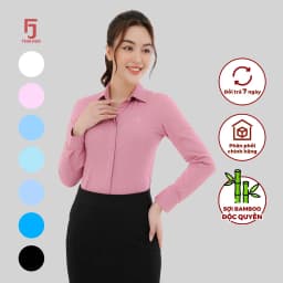 Thumbnail Áo sơ mi nữ ASW0101-R12 cổ đức dài tay form ôm vải sợi tre kẻ chìm nhiều màu Thái Hòa 3