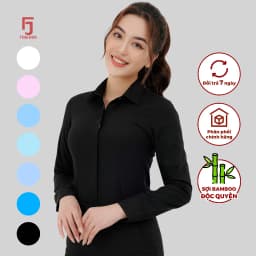 Thumbnail Áo sơ mi nữ ASW0101-R12 cổ đức dài tay form ôm vải sợi tre kẻ chìm nhiều màu Thái Hòa 4