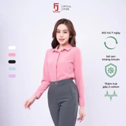 Thumbnail Áo sơ mi nữ ASW0101-R17 thiết kế dài tay sợi sen trơn form suông công sở Thái Hòa 2