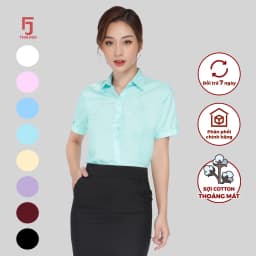 Thumbnail Áo sơ mi nữ ASW0301-R01 ngắn tay vải cotton trơn nhiều màu form ôm Thái Hòa 2