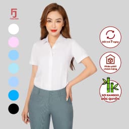 Thumbnail Áo sơ mi nữ ASW0301-R12 công sở thiết kế ngắn tay nhiều màu vải sợi tre kẻ ô chìm Thái Hòa 1
