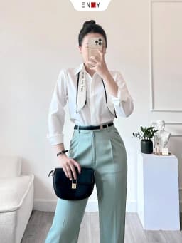 Thumbnail Áo sơ mi nữ công sở ENVY S223 khuy giấu nút 3