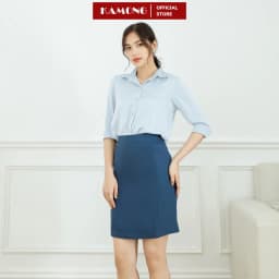 Thumbnail Áo sơ mi nữ công sở tay dài KAMONG cao cấp dáng suông trơn basic A147 4