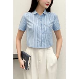 Thumbnail Áo Sơ Mi Nữ Croptop Tay Ngắn Cổ Sen, Áo Kiểu Nữ Trẻ Trung VIEN TRAN O61H24H028 3