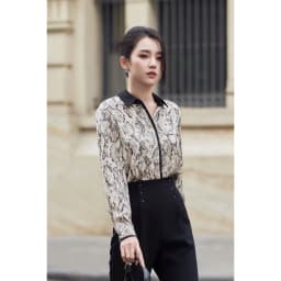 Thumbnail Áo Sơ Mi Nữ Lụa Họa Tiết Phối Cổ LAMER nữ tính, sang trọng L61H25Q006 3