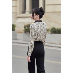 Thumbnail Áo Sơ Mi Nữ Lụa Họa Tiết Phối Cổ LAMER nữ tính, sang trọng L61H25Q006 4