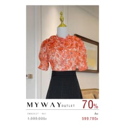 Thumbnail Áo Sơ Mi Nữ My Way Cổ Tàu Ngắn Tay Hoa Tiết Hoa Cao Cấp 3MA0527 1