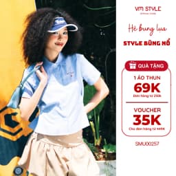 Thumbnail Áo Sơ Mi Nữ Tay Ngắn VM STYLE Form Lửng Họa Tiết Chữ Thêu Nổi Có Nút Chiết Eo Điều Chỉnh Độ Rộng SMU00257 1