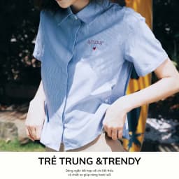 Thumbnail Áo Sơ Mi Nữ Tay Ngắn VM STYLE Form Lửng Họa Tiết Chữ Thêu Nổi Có Nút Chiết Eo Điều Chỉnh Độ Rộng SMU00257 3