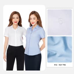 Thumbnail Áo Sơ Mi Nữ Thái Hòa Đa Chất Liệu R01 Cotton, R10 Sợi tre, R09 Lụa, Họa Tiết Trơn Kiểu Ngắn Dài 2