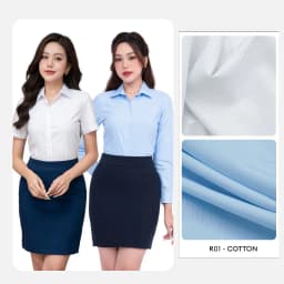 Thumbnail Áo Sơ Mi Nữ Thái Hòa Đa Chất Liệu R01 Cotton, R10 Sợi tre, R09 Lụa, Họa Tiết Trơn Kiểu Ngắn Dài 3