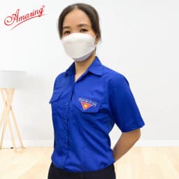 Thumbnail Áo sơ mi nữ thanh niên Việt Nam thêu logo cờ đỏ sao vàng, tay dài và tay ngắn, size 80kg, vải kate 4