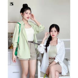 Thumbnail Áo sơ mi nữ Twentyfive khoác ngoài dài tay dáng rộng oversize, nhiều màu AL14 2