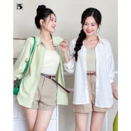 Thumbnail Áo sơ mi nữ Twentyfive khoác ngoài dài tay dáng rộng oversize, nhiều màu AL14 3