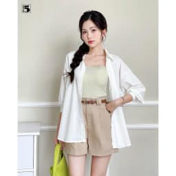 Thumbnail Áo sơ mi nữ Twentyfive khoác ngoài dài tay dáng rộng oversize, nhiều màu AL14 4