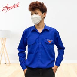 Thumbnail Áo sơ mi đoàn viên nam, đồng phục thanh niên Việt Nam thêu cờ đỏ sao vàng, 2 túi có nắp và cầu vai 1