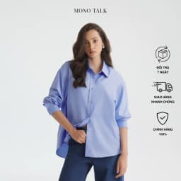 Thumbnail Áo sơ mi oversized MONO TALK (xanh da trời) vải poplin hạn chế nhăn, mềm mát T10001FT 1