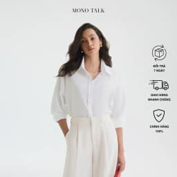 Thumbnail Áo sơ mi oversized MONO TALK (trắng) vải poplin hạn chế nhăn, mềm mát T10001FT 1