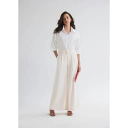 Thumbnail Áo sơ mi oversized MONO TALK (trắng) vải poplin hạn chế nhăn, mềm mát T10001FT 2