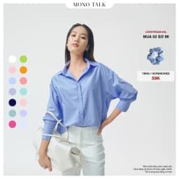 Thumbnail Áo sơ mi oversized (tổng hợp màu) vải poplin hạn chế nhăn, mềm mát T10001FT 1