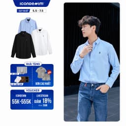 Thumbnail Áo Sơ Mi Oxford Nam Tay Dài Blank Color Embroider Form Slim SMID0144 1