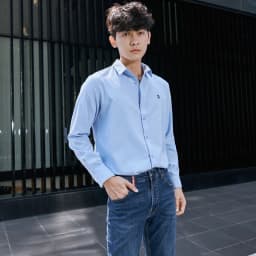 Thumbnail Áo Sơ Mi Oxford Nam Tay Dài Blank Color Embroider Form Slim SMID0144 2