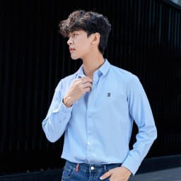 Thumbnail Áo Sơ Mi Oxford Nam Tay Dài Blank Color Embroider Form Slim SMID0144 3