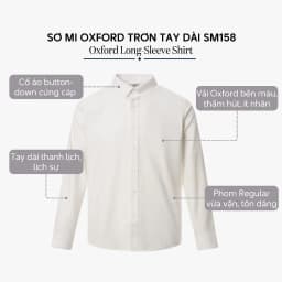Thumbnail Áo sơ mi oxford nam tay dài 4MEN SM158 cổ button down, form regular, vải trơn cao cấp đẹp dày dặn, thấm mồ hôi 3