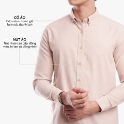 Thumbnail Áo sơ mi oxford nam tay dài 4MEN SM158 cổ button down, form regular, vải trơn cao cấp đẹp dày dặn, thấm mồ hôi 4