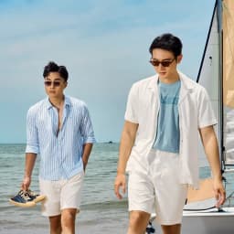 Thumbnail Áo Sơ Mi Oxford Tay Dài Sọc Xanh Thêu Bánh Lái Form Tailored 4MEN SM183 đứng phom, trẻ trung, năng động 4