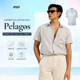 Thumbnail Áo Sơ Mi Oxford Tay Ngắn Sọc Thêu Hình Mỏ Neo 4M Form Regular 4MEN SM185 đứng phom, trẻ trung, năng động, cá tính 1