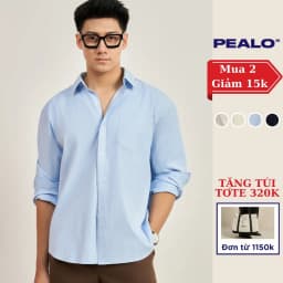 Thumbnail Áo sơ mi PEALO Oxford Trơn form Relax Cotton cao cấp 1