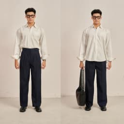 Thumbnail Áo sơ mi PEALO Oxford Trơn form Relax Cotton cao cấp 2
