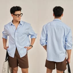 Thumbnail Áo sơ mi PEALO Oxford Trơn form Relax Cotton cao cấp 4
