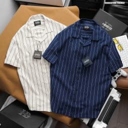 Thumbnail Áo sơ mi pijama linen stripped Heboz 4M, sơ mi sọc ngắn tay form slimfit cao cấp - 00002596 3