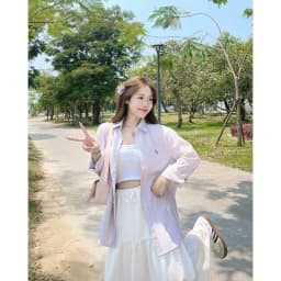 Thumbnail Áo sơ mi SilenceStandard Premium Oxford Shirt Logo S thêu/ kẻ nâu [SO02] 2