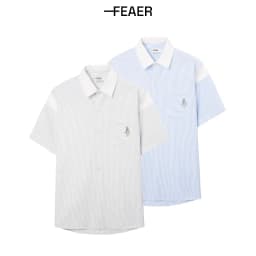 Thumbnail Áo sơ mi sọc nam Hearts tay ngắn, vải Oxford cao cấp, thấm hút tốt, logo thêu quân bài đặc biệt - FEAER 1