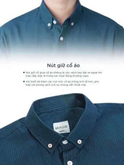 Thumbnail Áo sơ mi sọc nam tay ngắn LOGO H SEASON 2 vải Oxford cao cấp, sang trọng, thanh lịch - HUSSIO 4