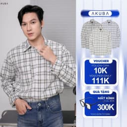 Thumbnail Áo Sơ Mi Tay Dài AKUBA form oversize, họa tiết kẻ sọc basic, chất vải bền đẹp | 01J0590 1