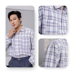 Thumbnail Áo Sơ Mi Tay Dài AKUBA form oversize, họa tiết kẻ sọc basic, chất vải bền đẹp | 01J0590 3