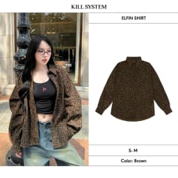 Thumbnail Áo sơ mi tay dài da beo ELFIN form rộng - 𝐊𝐈𝐋𝐋 𝐒𝐘𝐒𝐓𝐄𝐌 1
