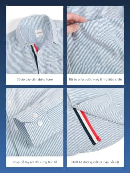 Thumbnail Áo sơ mi tay dài phối viền trụ nút PROFFLES vải Oxford xuất xịn, thoáng mát, đứng form - HUSSIO 4