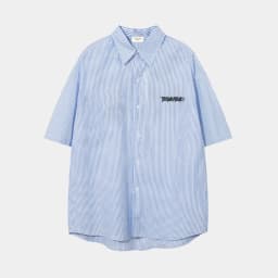 Thumbnail Áo Sơ Mi Tay Ngắn Kẻ Sọc Teelab Graffiti Unisex Form Oversize Local Brand màu Xanh SS049 1